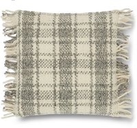 Magnolia Home Furniture Ivory and Gray Plaid Throw Pillow