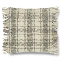 P1061MH Magnolia Home Furniture Ivory and Gray Plaid Throw Pillow