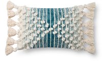 Magnolia Home Furniture Ivory and Blue Rectangular Throw Pillow