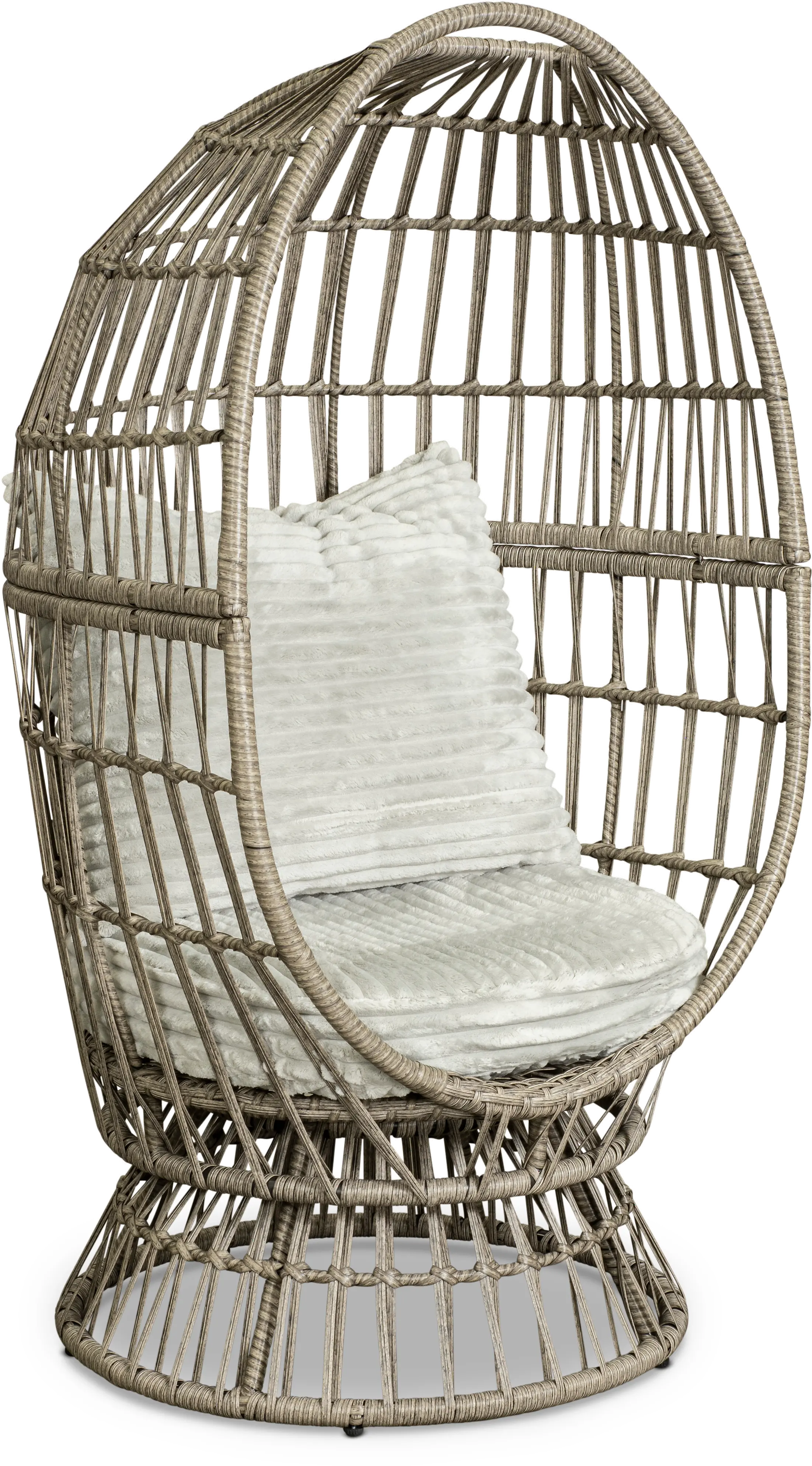 Gray Resin Wicker Look Swivel Accent Chair - Kiersten-1