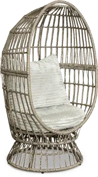 Gray Resin Wicker Look Swivel Accent Chair - Kiersten