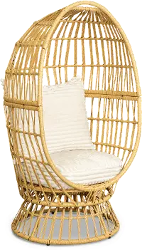 Tan Resin Wicker Look Swivel Accent Chair - Kiersten