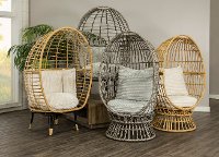 Tan Resin Wicker Look Swivel Accent Chair - Kiersten-2