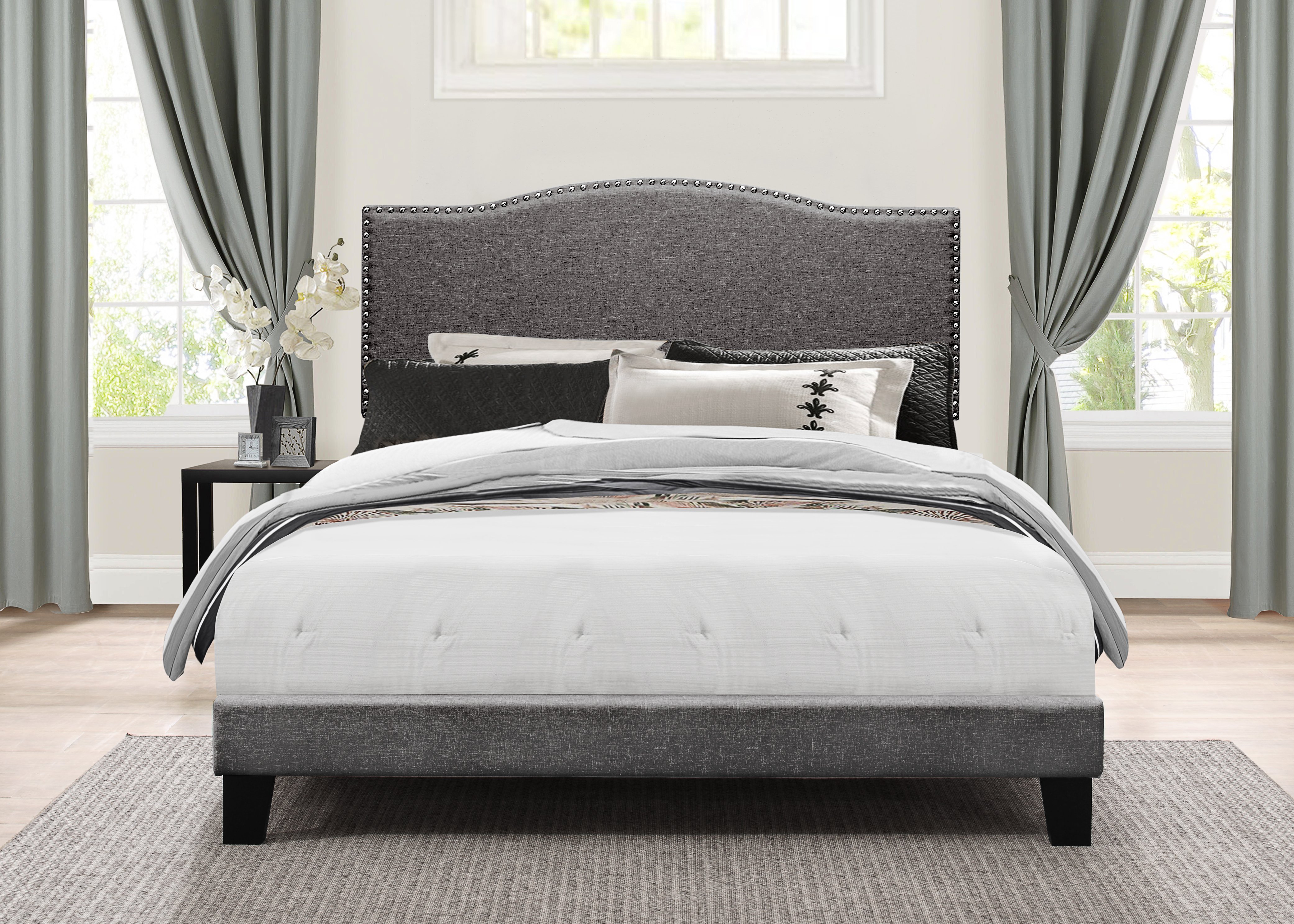Classic Traditional Stone Gray Full Upholstered Bed - Kiley-1