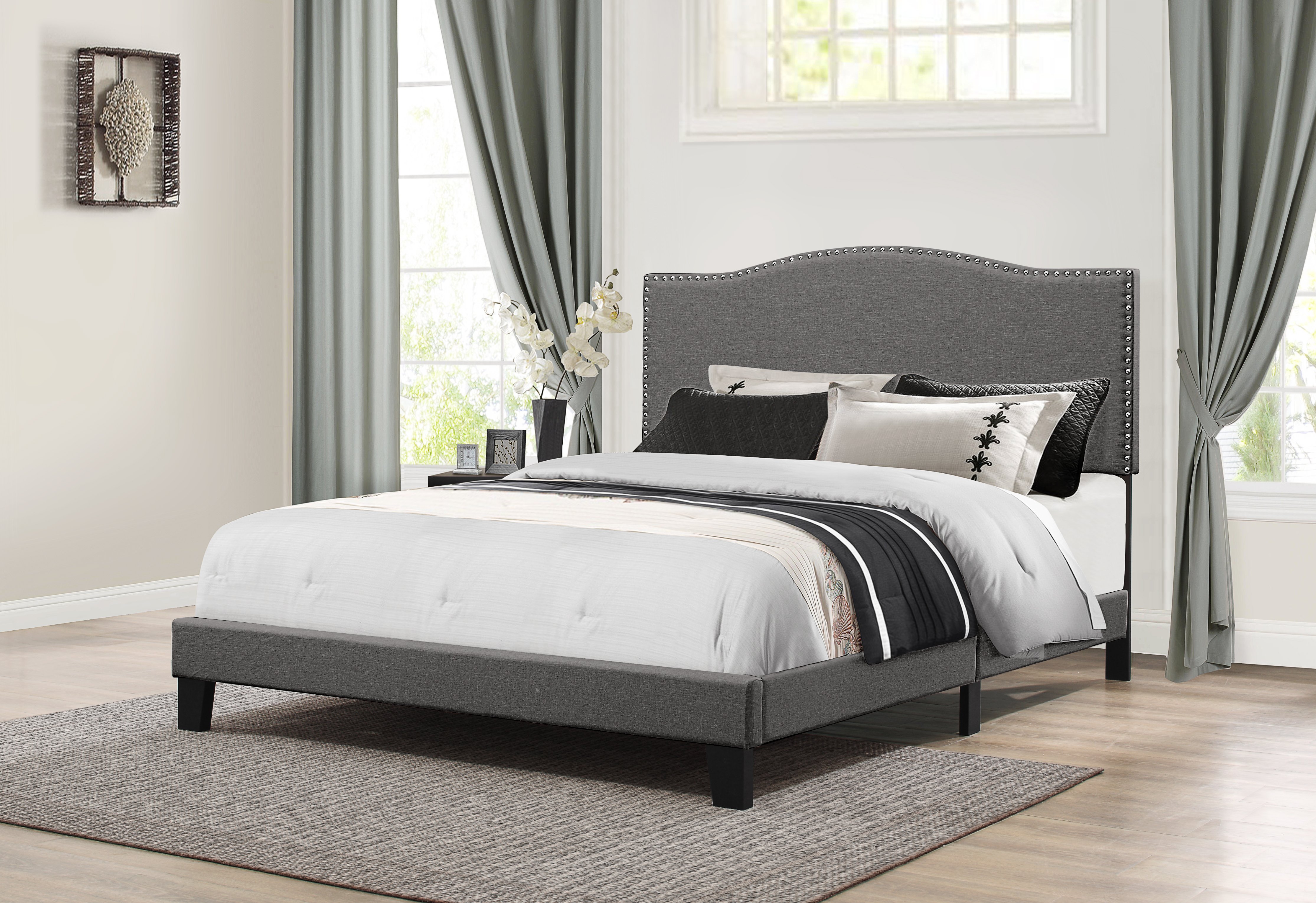 Classic Traditional Stone Gray Full Upholstered Bed - Kiley-2