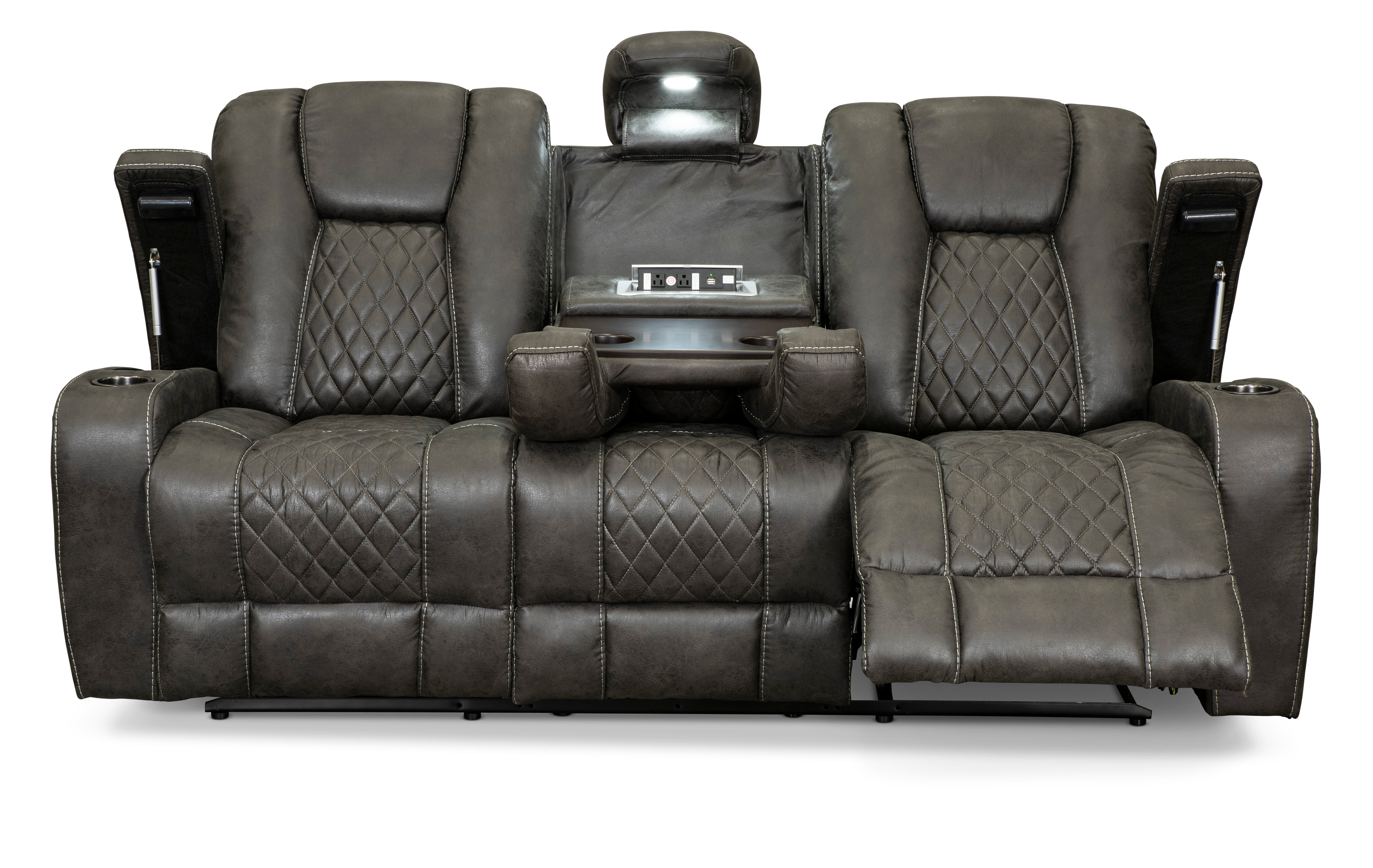 Transformer Granite Reclining Sofa with Drop Down Table-5
