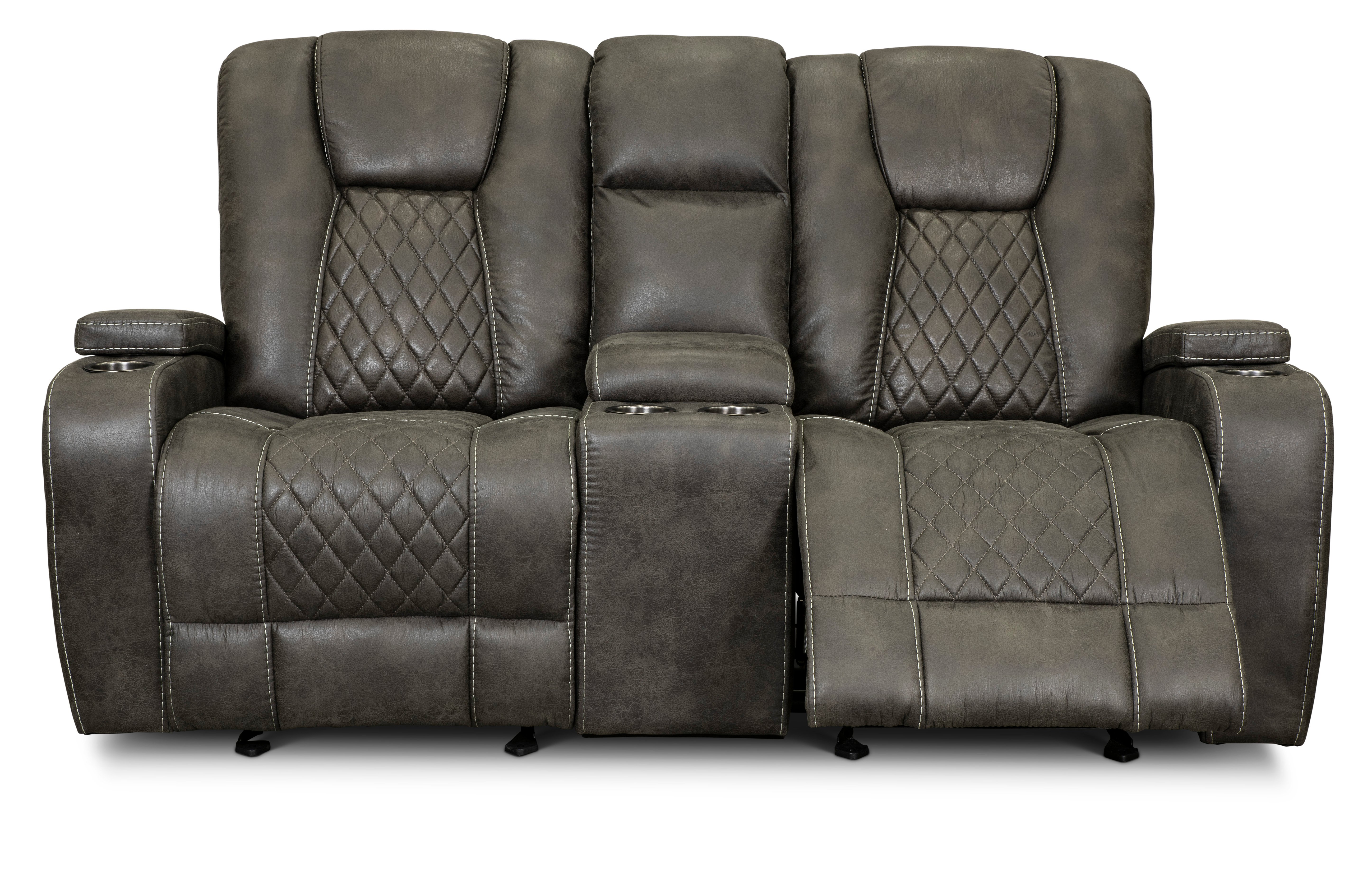 Transformer Granite Gliding Reclining Loveseat with Console-1