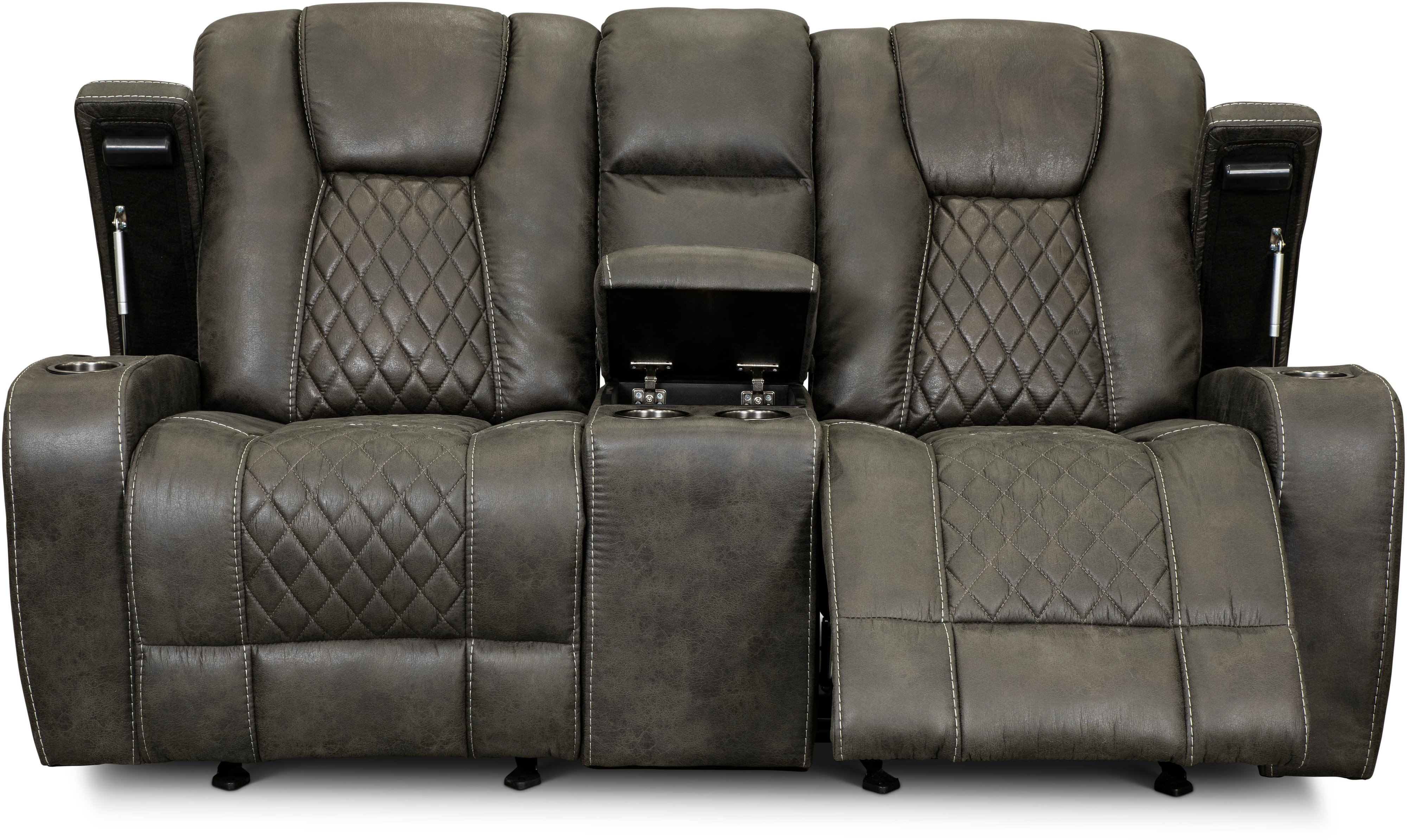 Transformer Granite Gliding Reclining Loveseat with Console-2