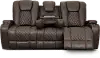 Transformer Dark Brown Reclining Sofa with Drop Down Table