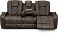 Transformer Dark Brown Reclining Sofa with Drop Down Table