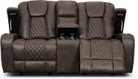 Dark Brown Gliding Reclining Loveseat with Console - Transformer-4