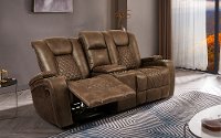 Dark Brown Gliding Reclining Loveseat with Console - Transformer-6