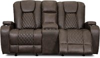 Transformer Dark Brown Gliding Reclining Loveseat with Console-1