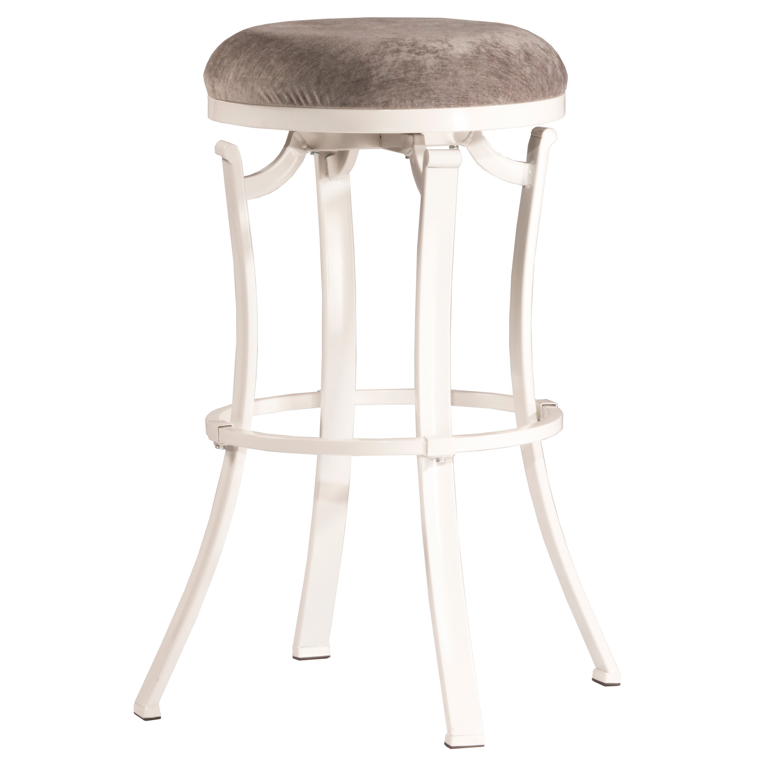 White and Gray Backless Swivel Bar Stool - Kelford-2