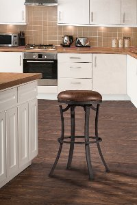 4488-830 Black and Brown Backless Swivel Bar Stool - Kelford