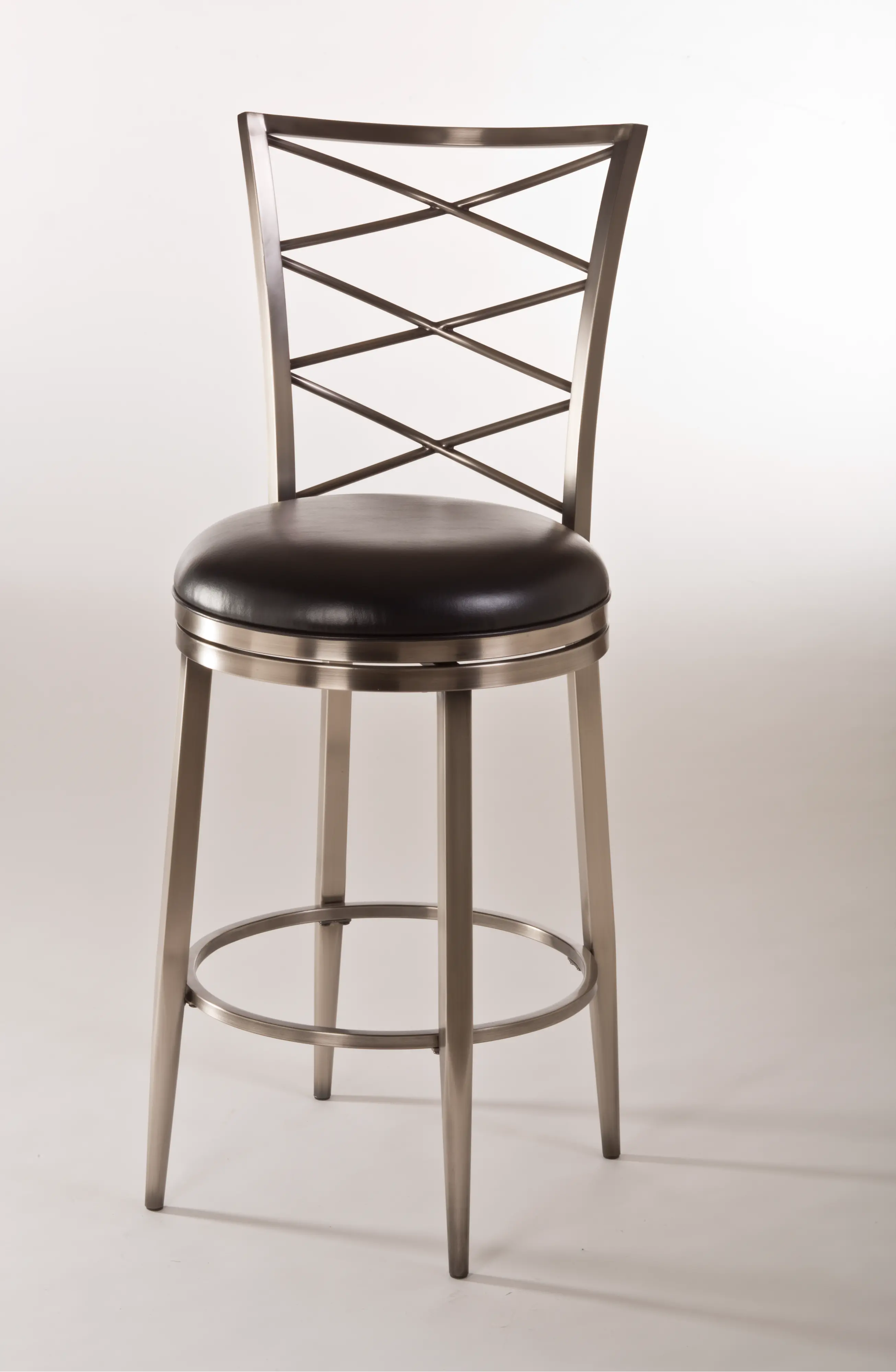 Contemporary Pewter Gray Swivel Bar Stool - Harlow-1
