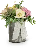 12 Inch Faux Pink Floral Succulent Arrangement