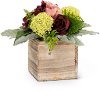 Faux Burgundy Rose Box Arrangement