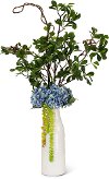 38 Inch Green and Blue Faux Arrangement in White Milk Jug