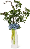 38 Inch Green and Blue Faux Arrangement in White Milk Jug