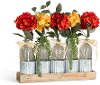 Reddish Orange 5 Bottle Faux Hydrangea Floral Arrangement
