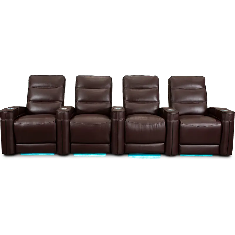 Beckett Wine Red Leather-Match 4 Piece Home Theater Seating