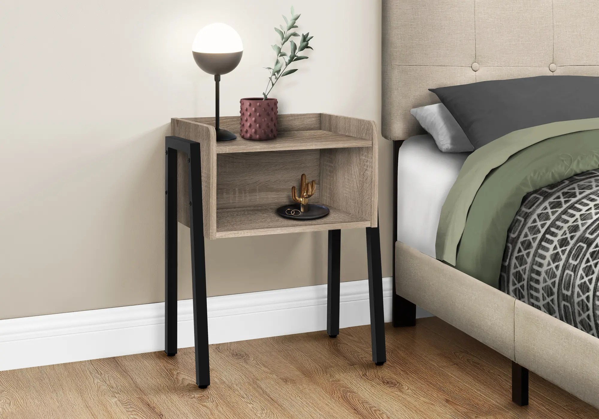 Contemporary Black and Taupe End Table - Mavis-2