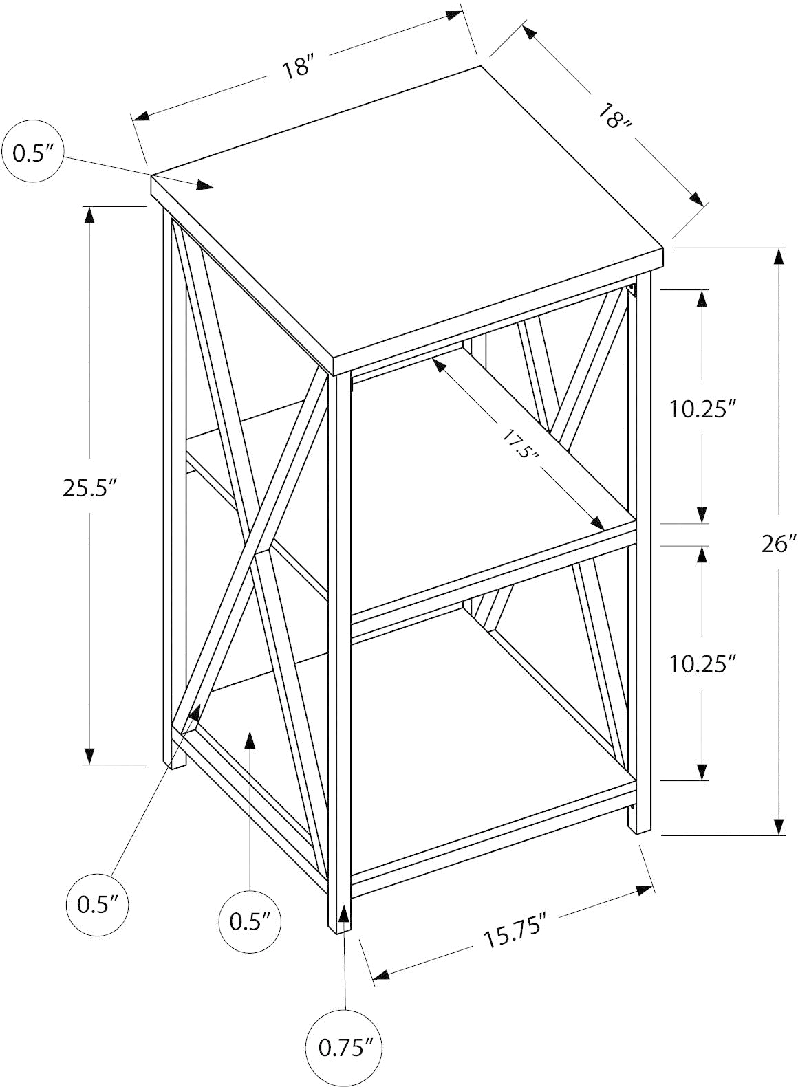 Gray and Black End Table - X Frame-5