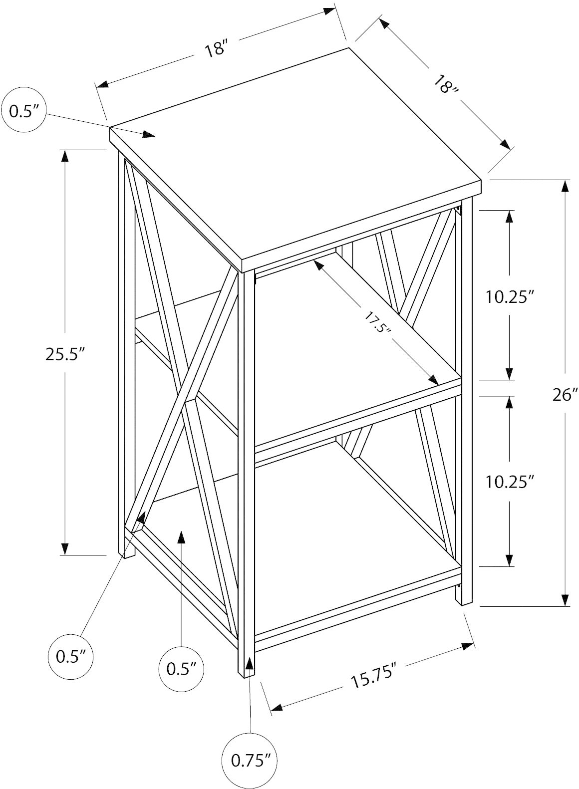 Contemporary White End Table - X Frame-5