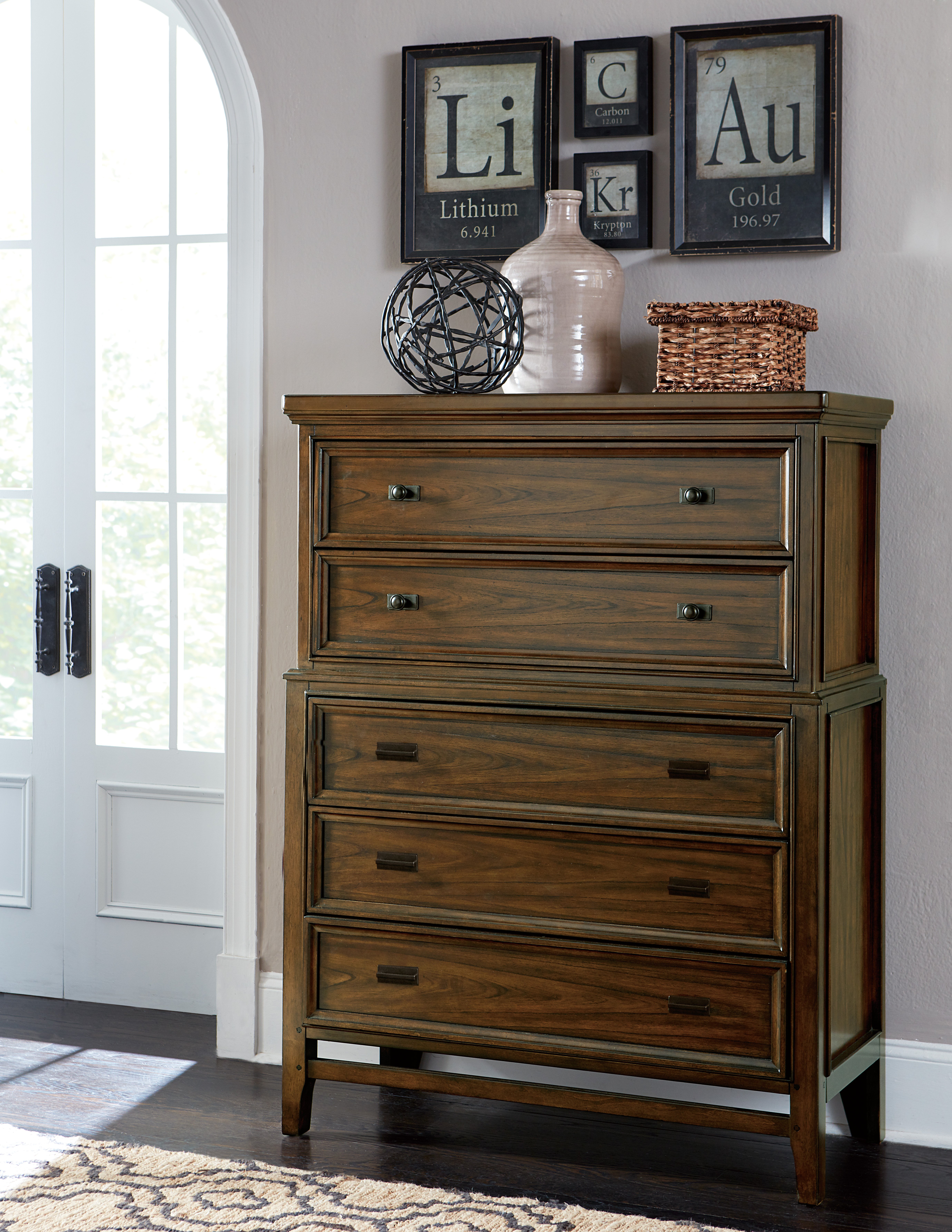 Traditional Brown Cherry Chest of Drawers - Frankie-3