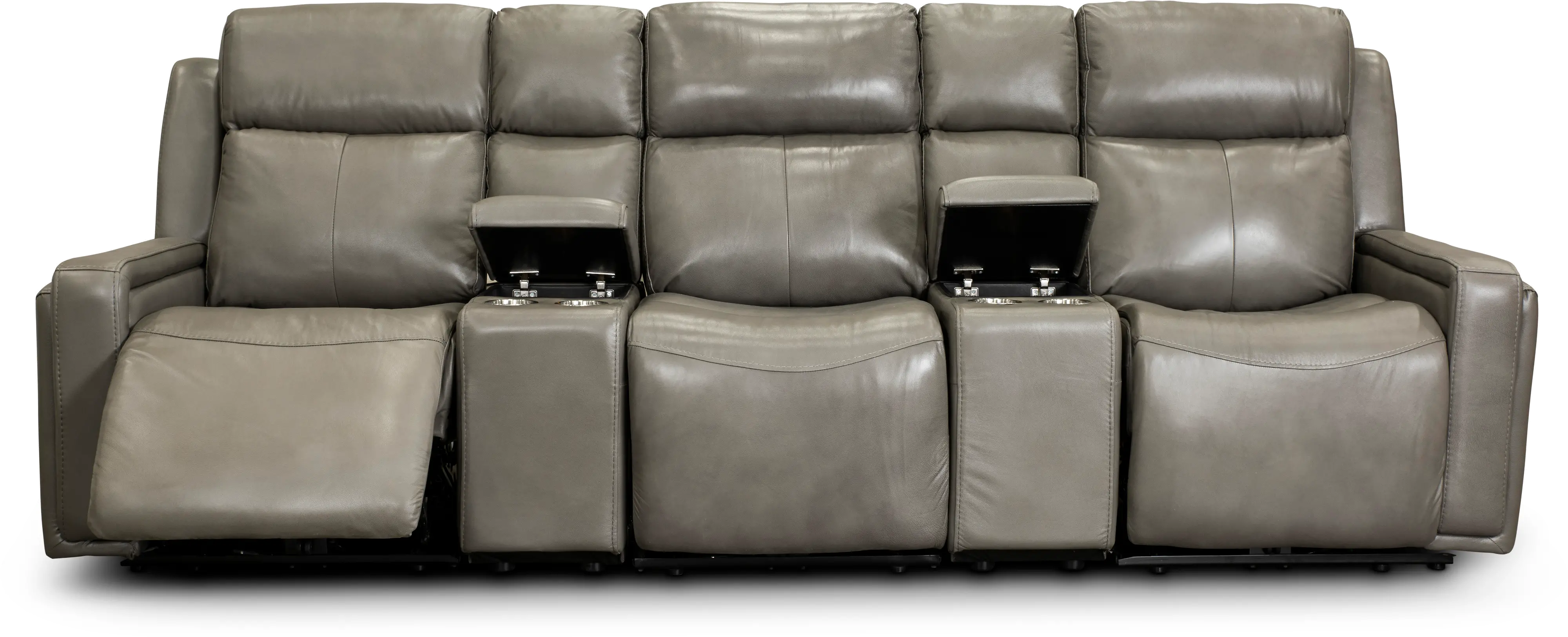 Slate Gray Leather-Match 5 Piece Power Home Theater Seating - Stratus-1