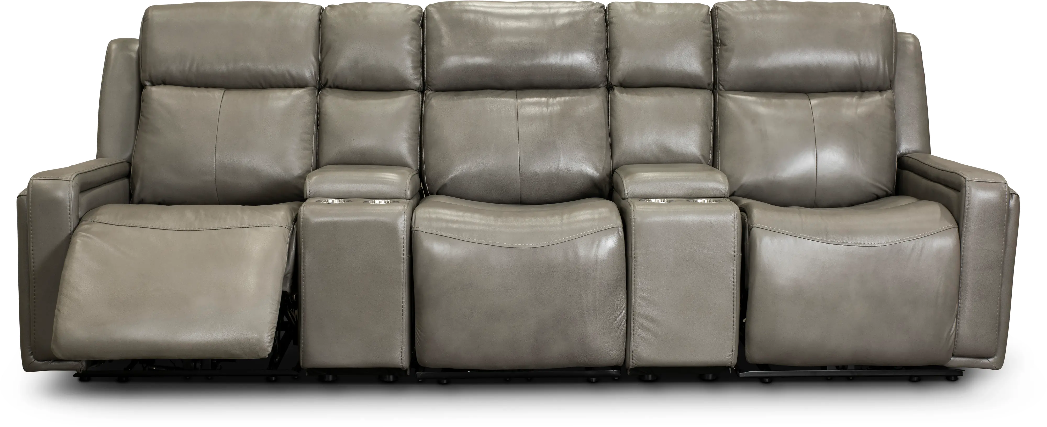 Slate Gray Leather-Match 5 Piece Power Home Theater Seating - Stratus-3
