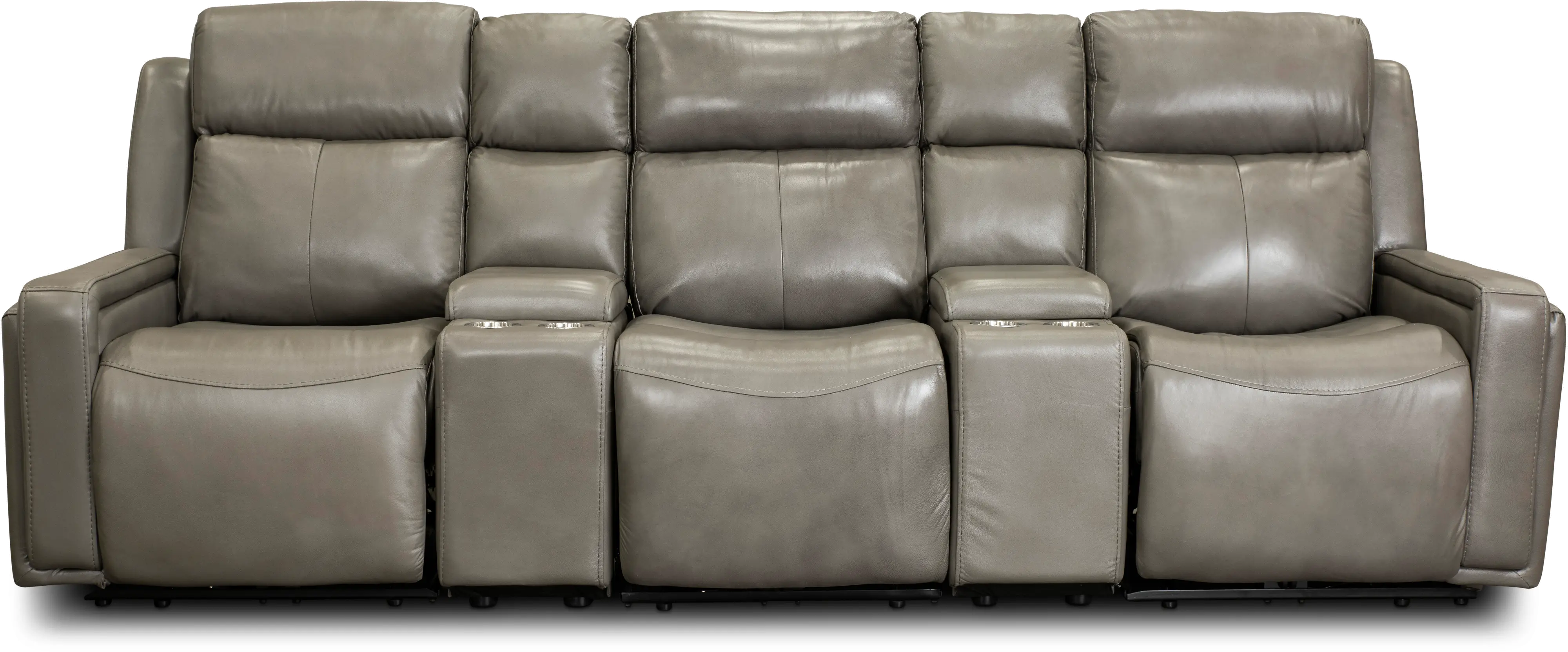 Slate Gray Leather-Match 5 Piece Power Home Theater Seating - Stratus-4