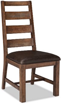 Rustic Brown Upholstered Ladderback Dining Room Chair - Tana