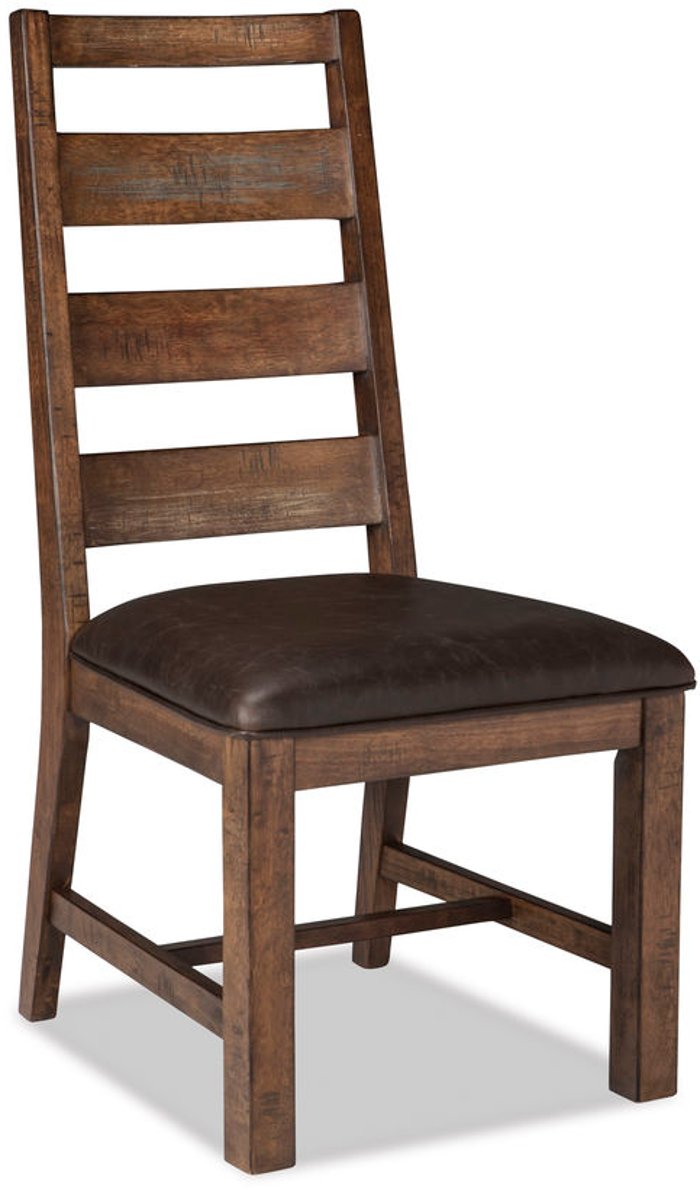 Rustic Brown Upholstered Ladderback Dining Room Chair - Tana