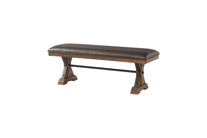 Rustic Brown Upholstered Dining Room Bench - Tana