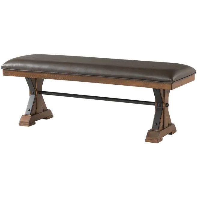 Tana Rustic Brown Upholstered Dining Room Bench