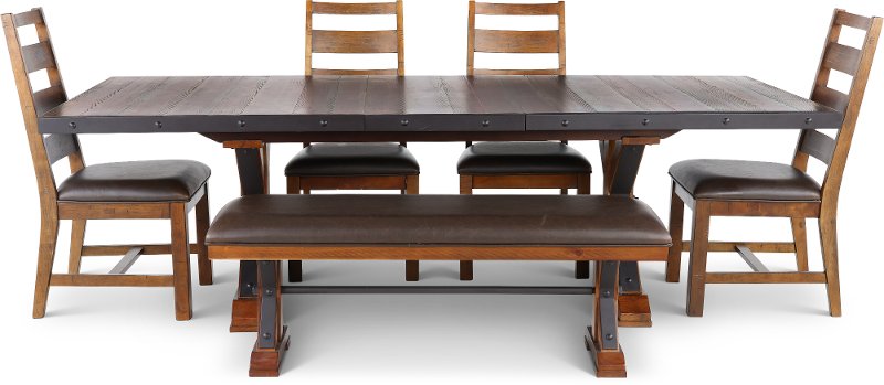 Rustic Brown 6 Piece Dining Room Set - Tana | RC Willey Furniture Store