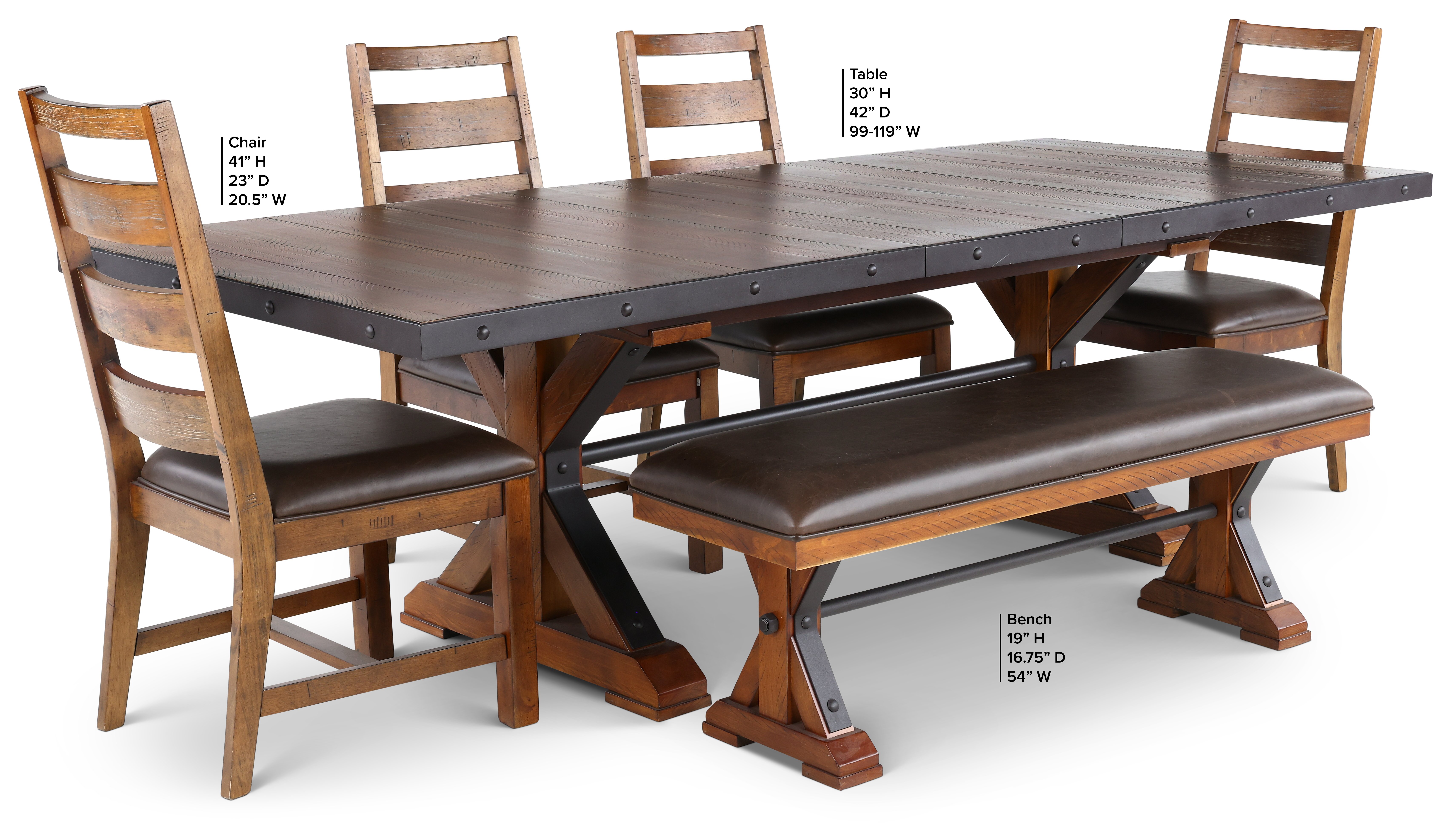 Rustic Brown 6 Piece Dining Room Set - Tana-3