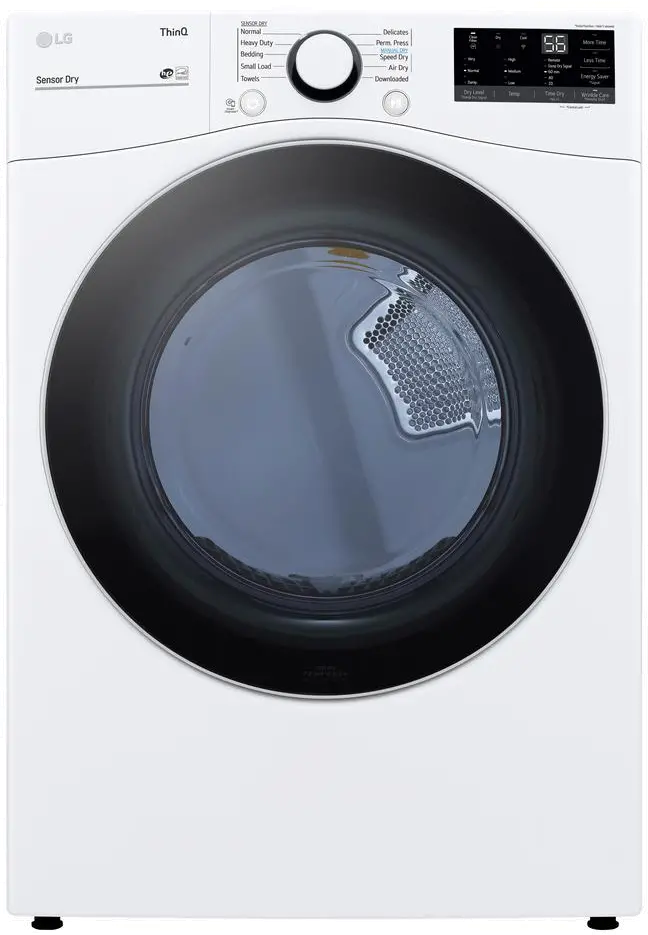 DLE3600W LG Ultra Large Capacity Smart Front Load Electric Dryer with Built-In Intelligence - 7.4 cu. ft. White-1