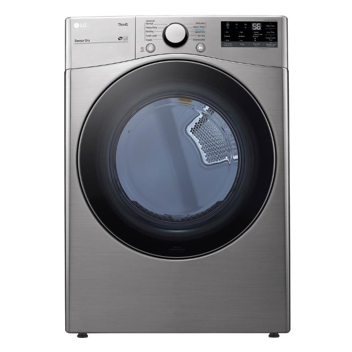 DLG3601V LG Ultra Large Capacity Smart Front Load Gas Dryer with Built-In Intelligence - 7.4 cu. ft. Graphite Steel