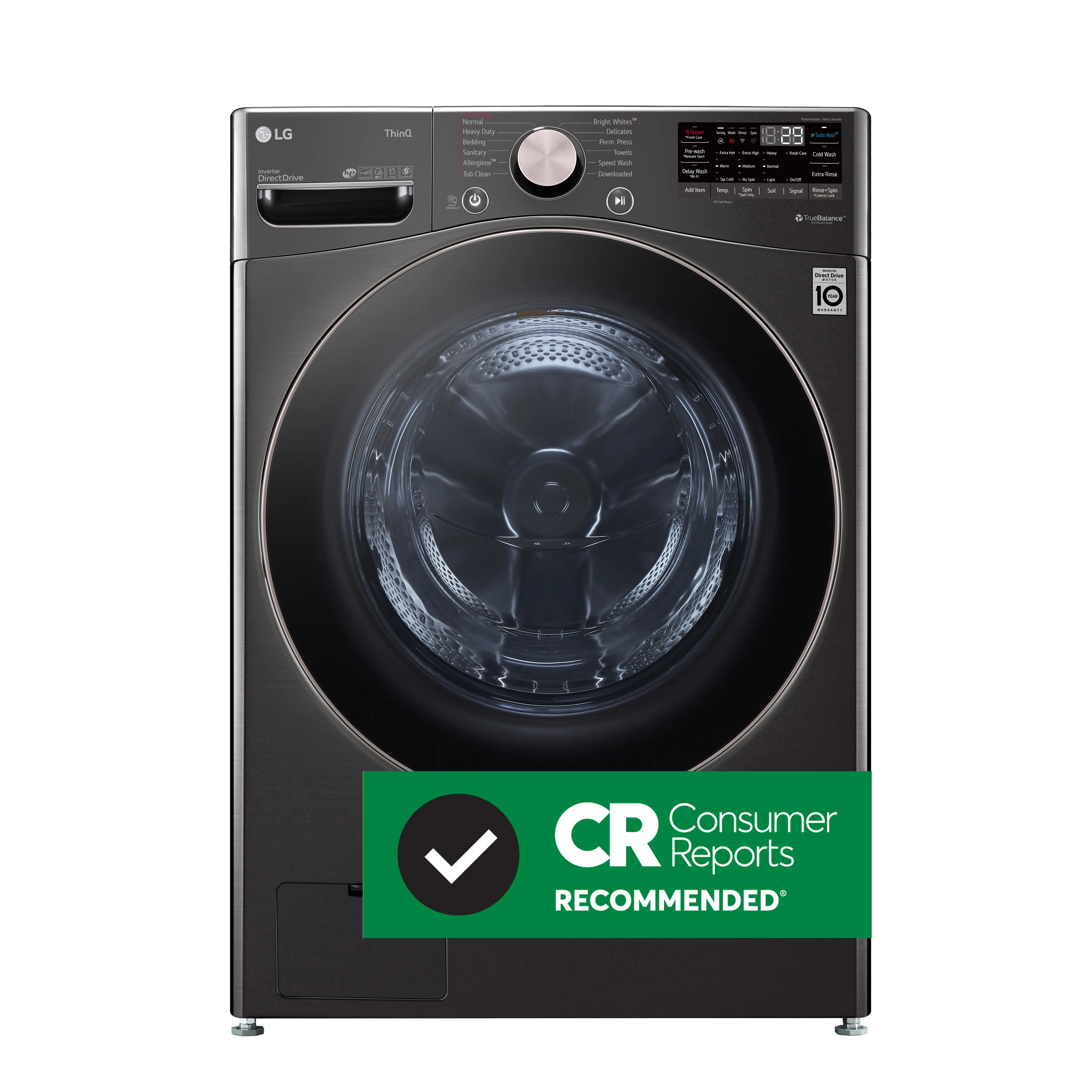 WM4000HBA LG Large Capacity Smart Front Load Washer with TurboWash 360° and WiFi - 4.5 cu. ft. Black Steel-2