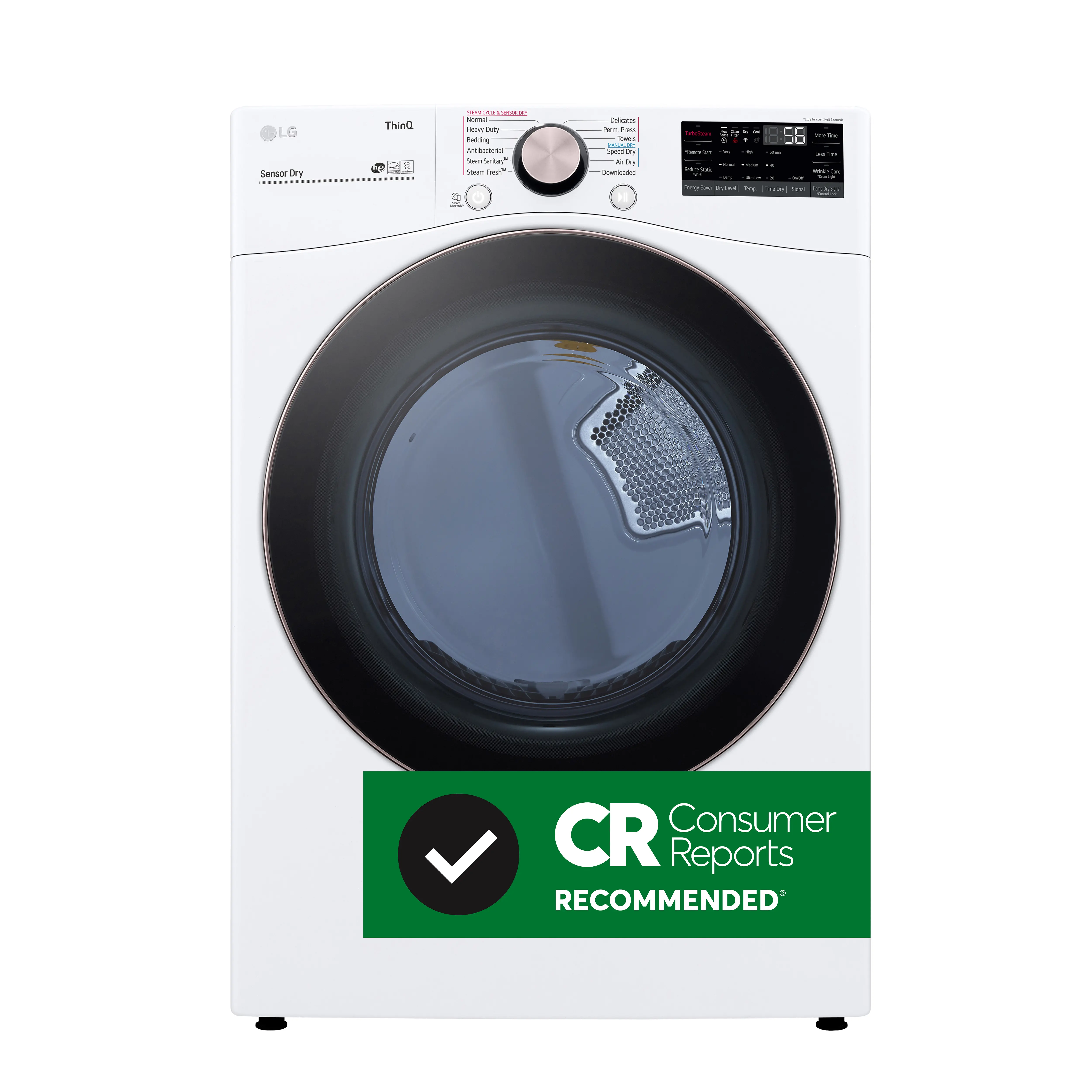 DLEX4000W Ultra Large Capacity Smart Front Load Electric Dryer with TurboSteam™ and Built-In Intelligence - 7.4 cu. ft. White-2