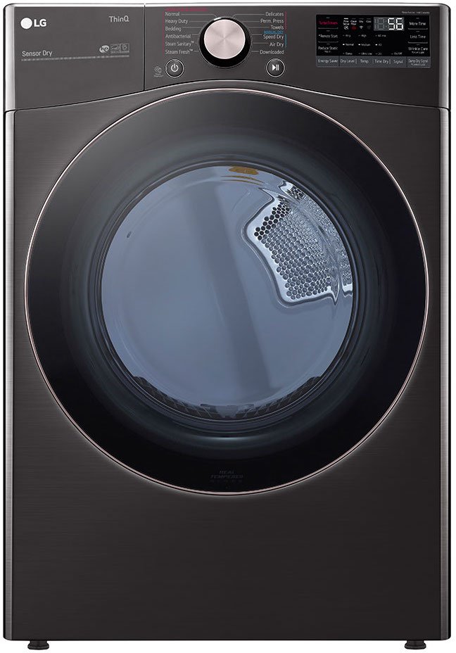 DLGX4001B LG Smart Front Load Gas Dryer with TurboSteam and Built-In Intelligence - 7.4 cu. ft. Black Steel-1