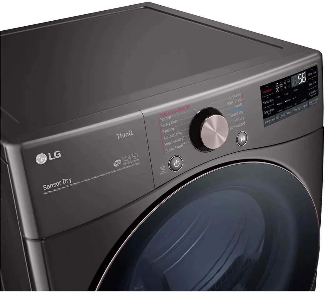 DLGX4001B LG Smart Front Load Gas Dryer with TurboSteam and Built-In Intelligence - 7.4 cu. ft. Black Steel-6