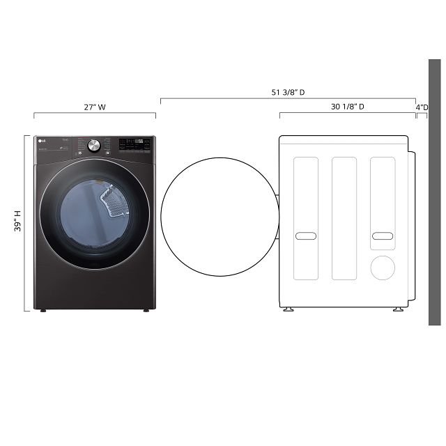 DLEX4200B LG Ultra Large Capacity Smart Electric Front Load Dryer - 7.4 cu. ft. Black Steel-4