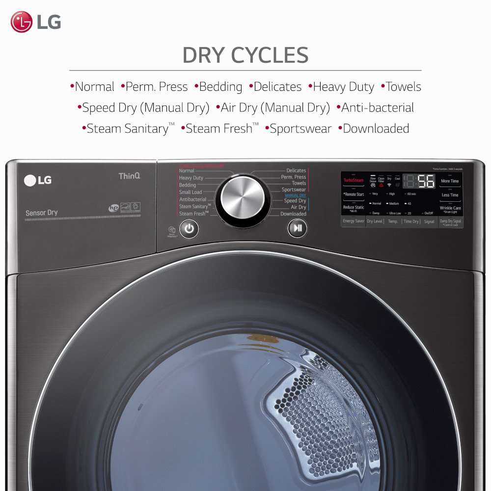 DLEX4200B LG Ultra Large Capacity Smart Electric Front Load Dryer - 7.4 cu. ft. Black Steel-5