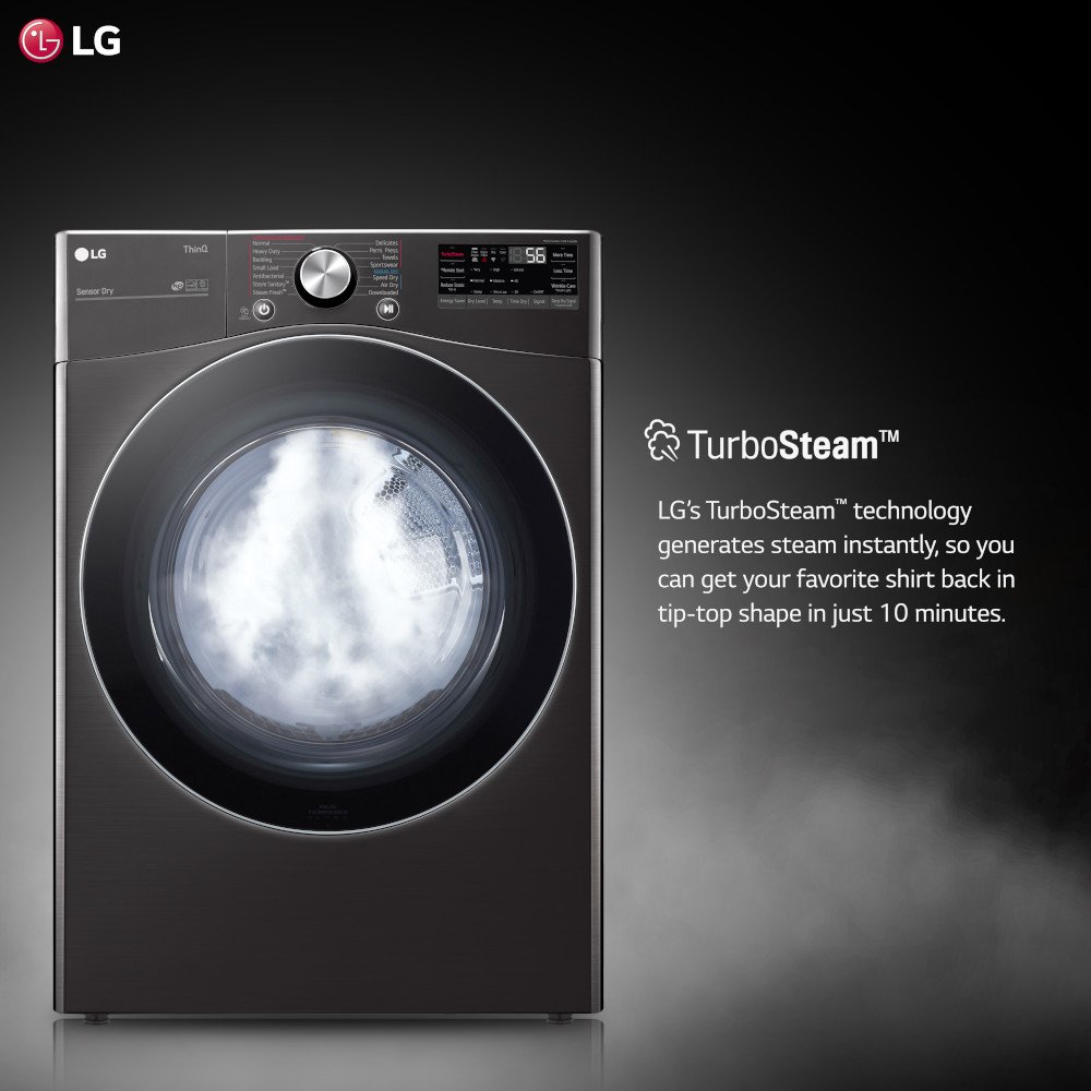 DLEX4200B LG Ultra Large Capacity Smart Electric Front Load Dryer - 7.4 cu. ft. Black Steel-6