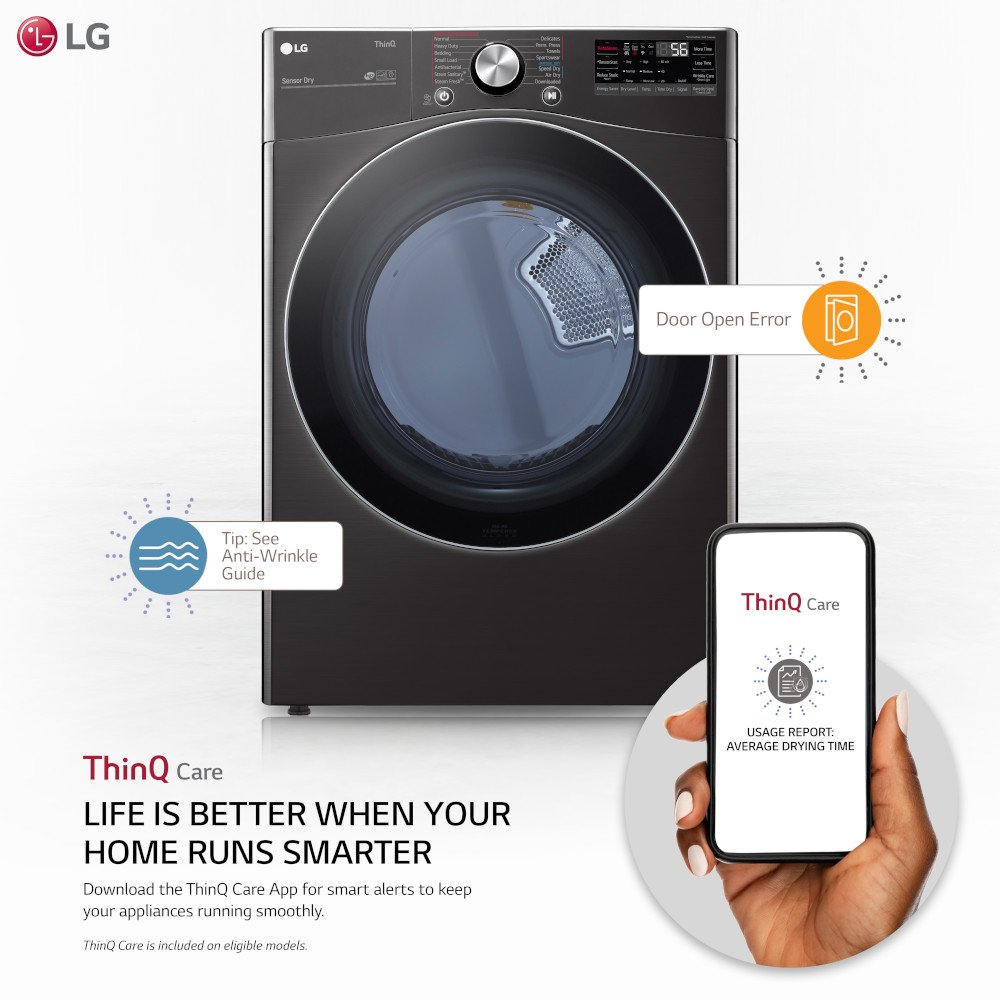 DLEX4200B LG Ultra Large Capacity Smart Electric Front Load Dryer - 7.4 cu. ft. Black Steel-7