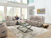 Nickel Beige Power Reclining Love Seat with Center Console - Explorer